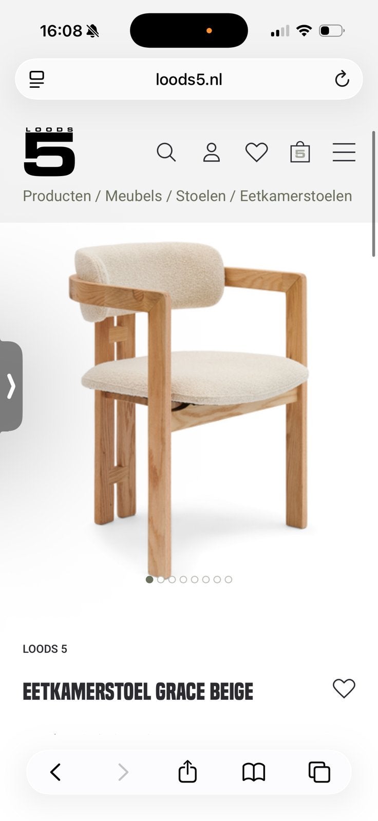 Eetkamer stoelen LOODS 5 - Grace  (japandi style), Ophalen of Verzenden, Zo goed als nieuw