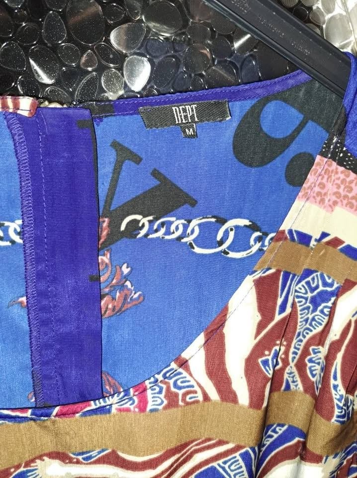 Dept jurk met kleurrijke print en zwarte rok, M, Maat 38/40 (M), Meerkleurig, Ophalen of Verzenden, Zo goed als nieuw
