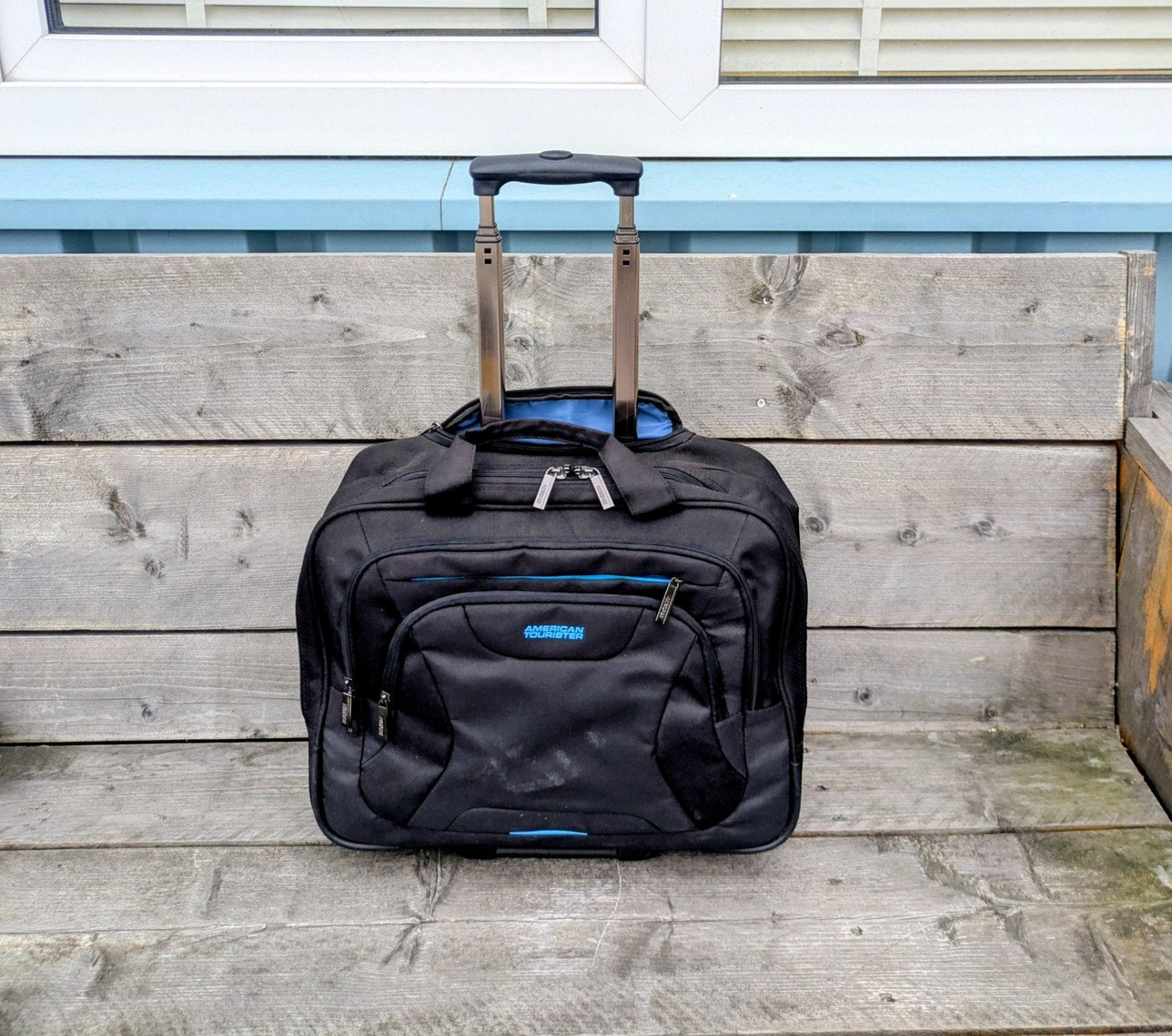 American Tourister laptoptas op wielen, zwart, 40 tot 60 cm, Wieltjes, Gebruikt, 20 tot 30 cm