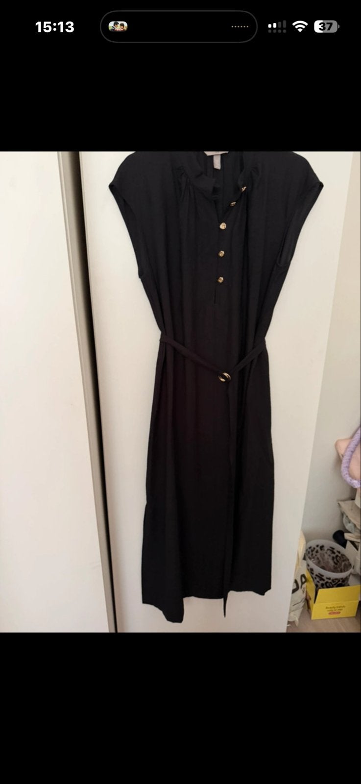 Zwarte H&M Maxi Jurk met Gouden Knoopjes, Zwart, Ophalen of Verzenden, Zo goed als nieuw, Maat 36 (S)