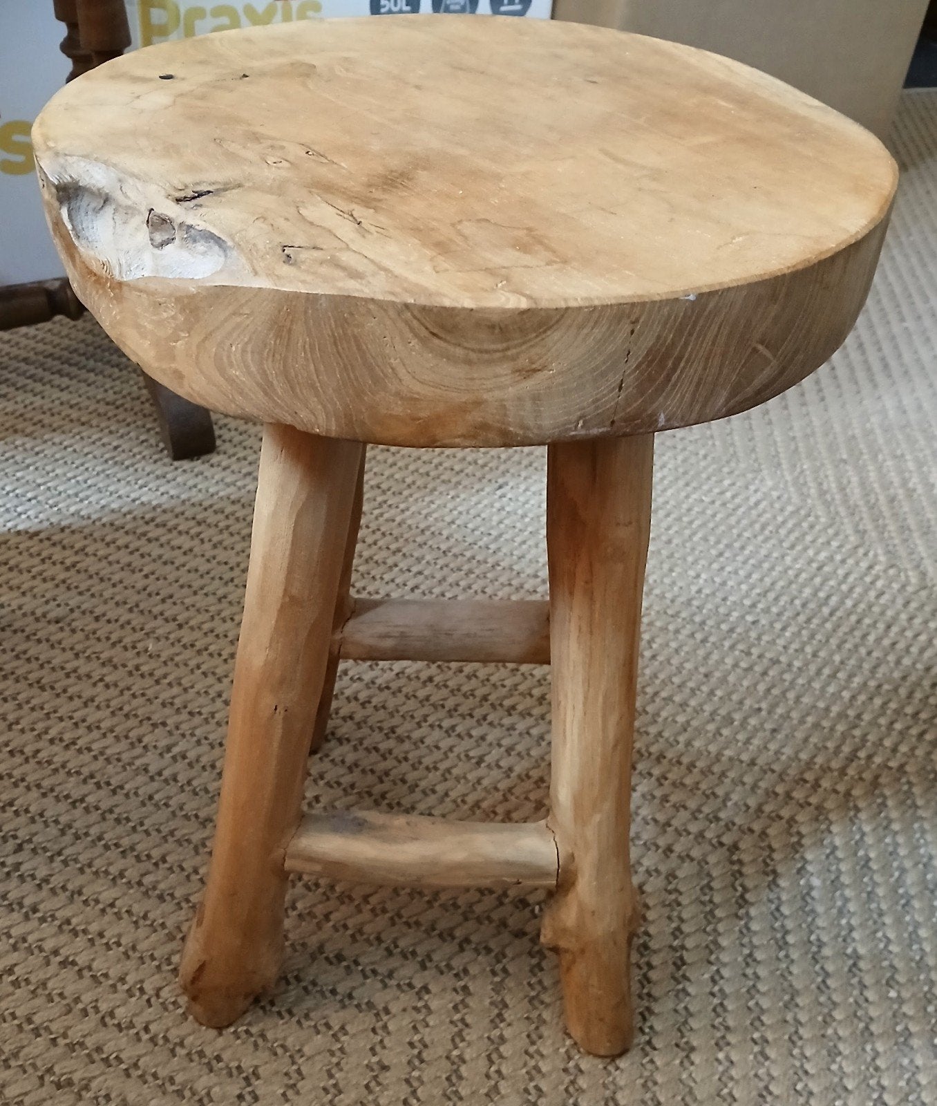 Massief teak houten hout rustieke kruk krukje, Ophalen, Hout