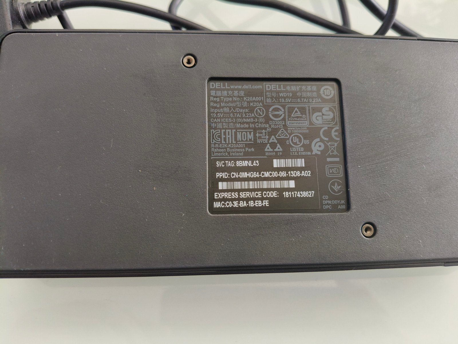 Dell docking station, model WD19, K20A, Ophalen of Verzenden