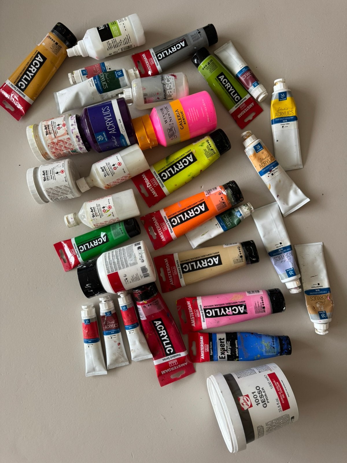 Uitgebreide set acrylverf en acryl mediums, Ophalen of Verzenden, Zo goed als nieuw, Acrylverf
