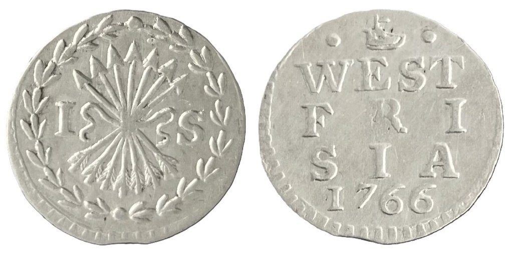 Prachtige bezemstuiver West Friesland 1766 P, Vóór koninkrijk, Verzenden, Zilver, Losse munt