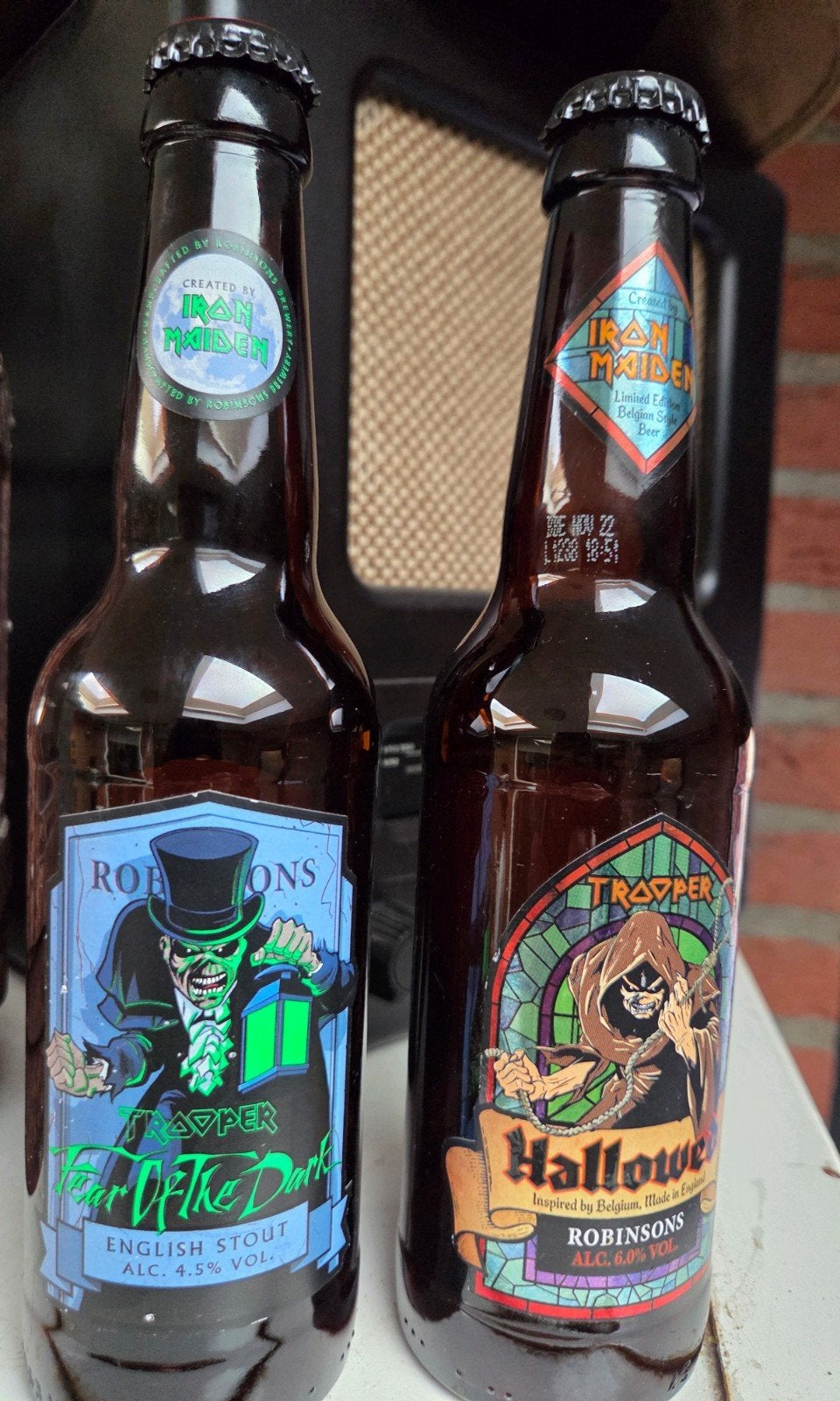 Iron Maiden bierflessen met originele doppen, Ophalen of Verzenden, Gebruikt