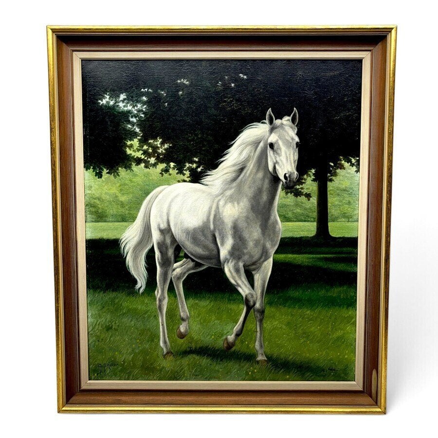 Gerhardus Jan Adema (1898-1981), schilderij: rennende merrie