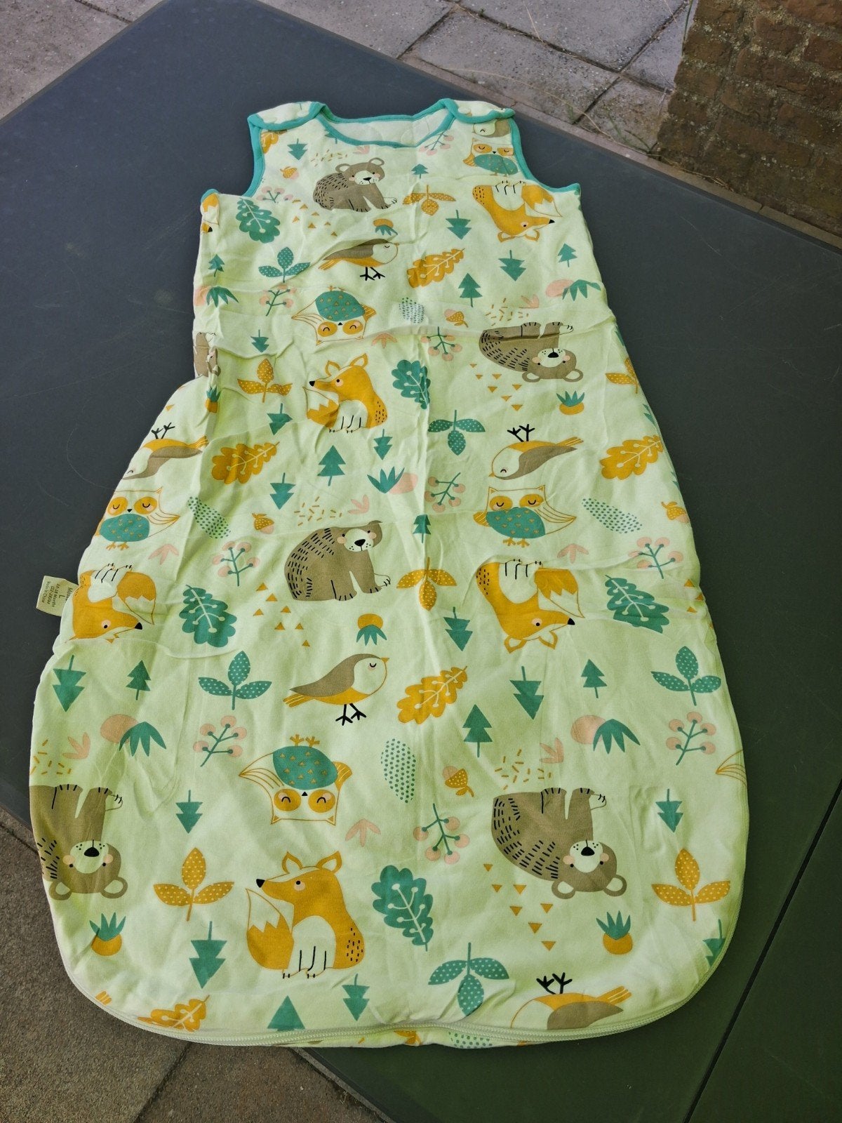 Baby slaapzak Mosebears L (12-18 maanden) met bosdierenprin, Wasbaar, Nieuw, Meerkleurig, Slaapzak