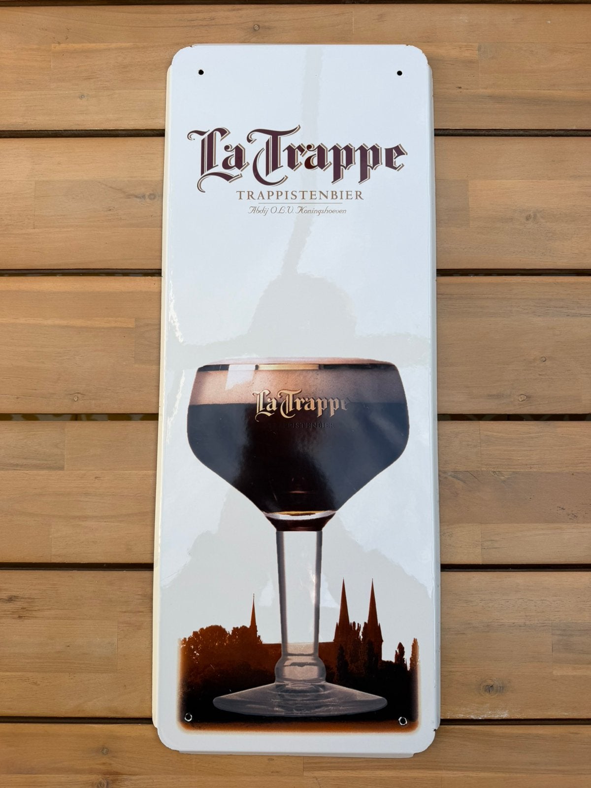 La Trappe emaille bierbord, Ophalen of Verzenden, Gebruikt
