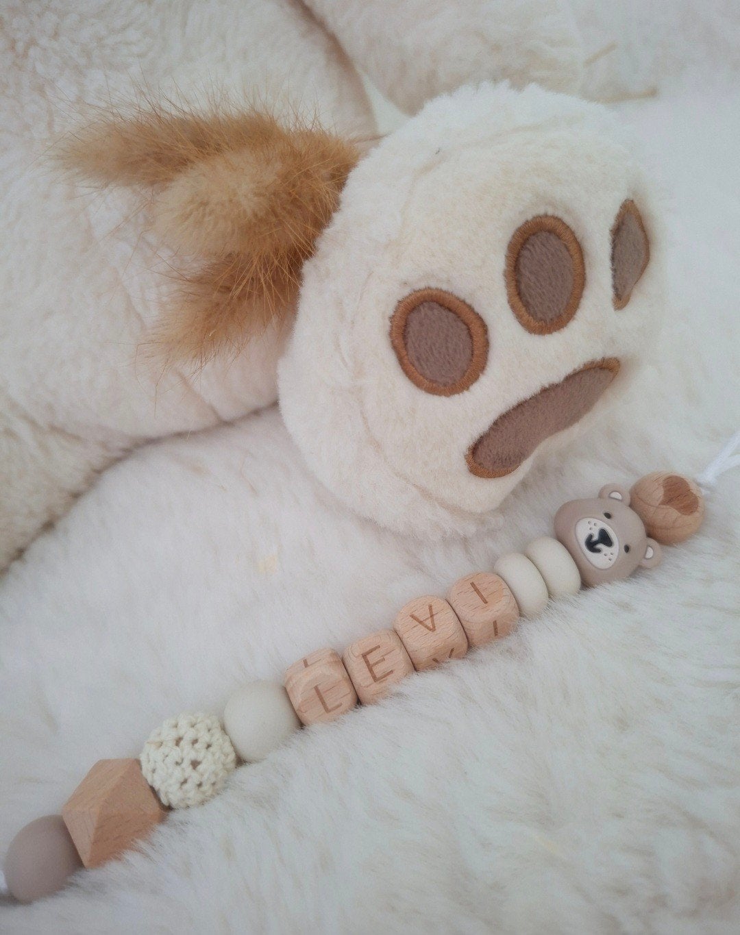 Speenkoord met teddybeer en naam, Ophalen of Verzenden, Nieuw