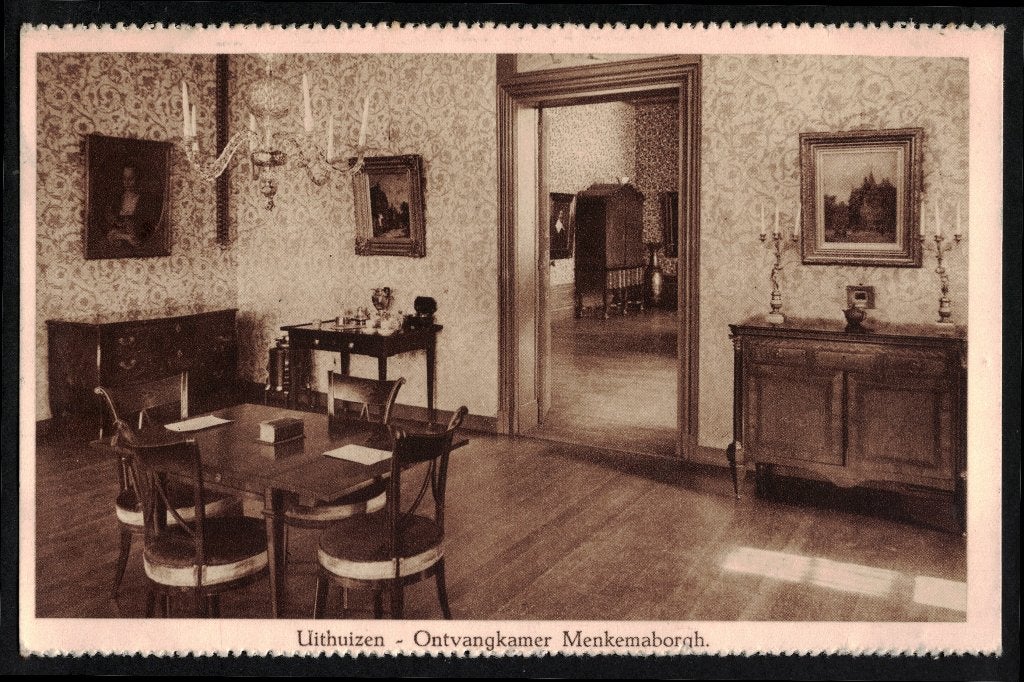 Uithuizen Ontvangkamer Menkemaborgh. 1938., Ophalen of Verzenden, 1920 tot 1940, Gelopen, Groningen