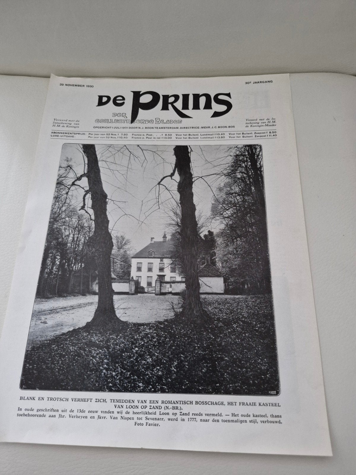 Voorblad De Prins - 29 November 1930, Ophalen of Verzenden