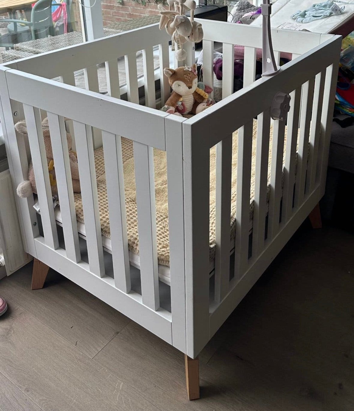 Baby box met martras, Ophalen, Gebruikt, Vierkant, In hoogte verstelbaar