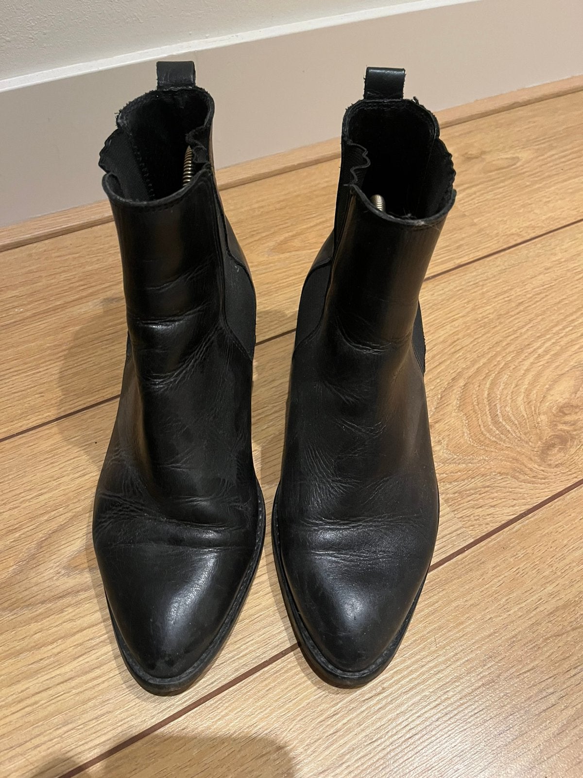 Zwarte enkellaarsjes, Manfield, maat 39, i.z.g.st., Zwart, Lage of Enkellaarzen, Ophalen of Verzenden, Gedragen