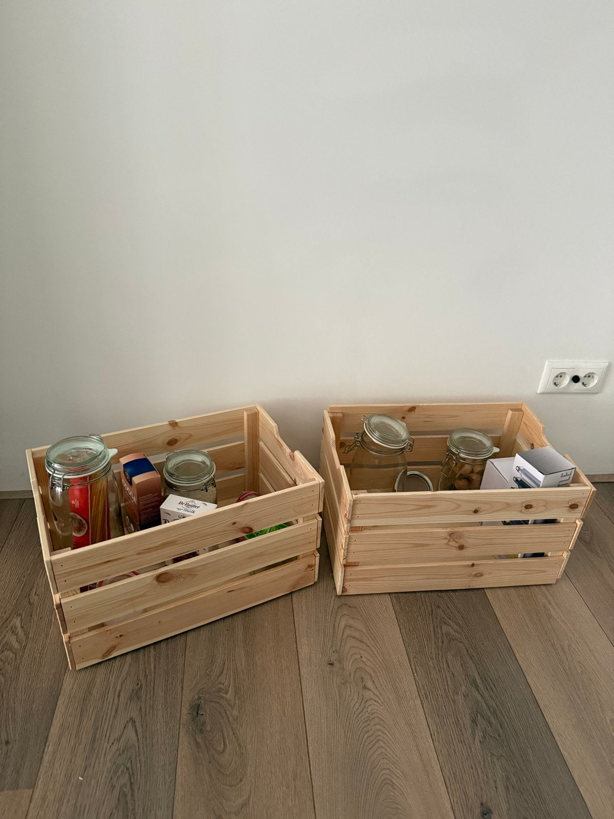 2 IKEA KNAGGLIG houten kisten - 46  31  25 cm., Huis en Inrichting, Ophalen, Gebruikt, 50 tot 100 cm, 5 – 50
