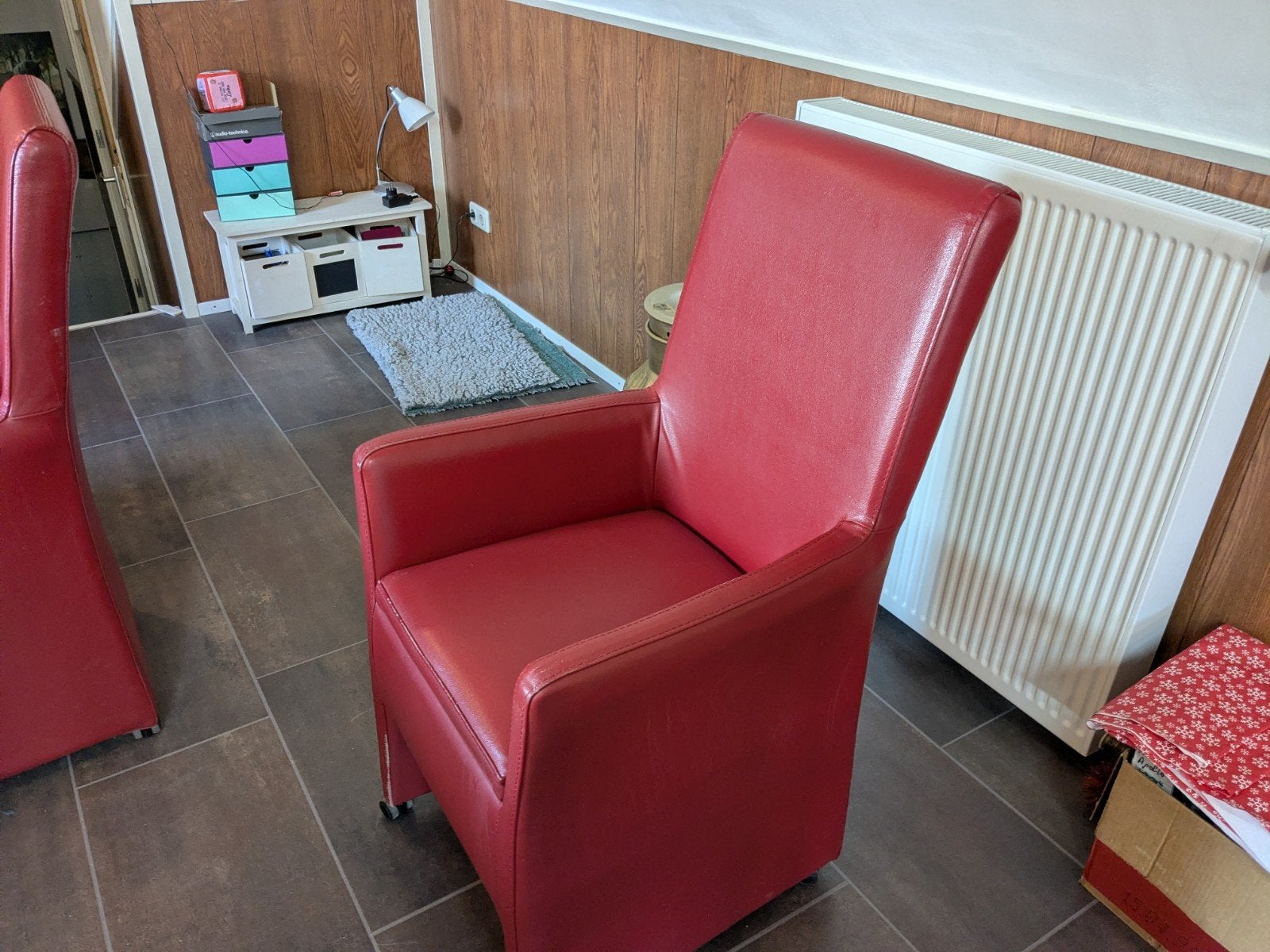 4 stoelen. Leer, Huis en Inrichting, Fauteuils, Ophalen, Gebruikt, Minder dan 75 cm, Leer