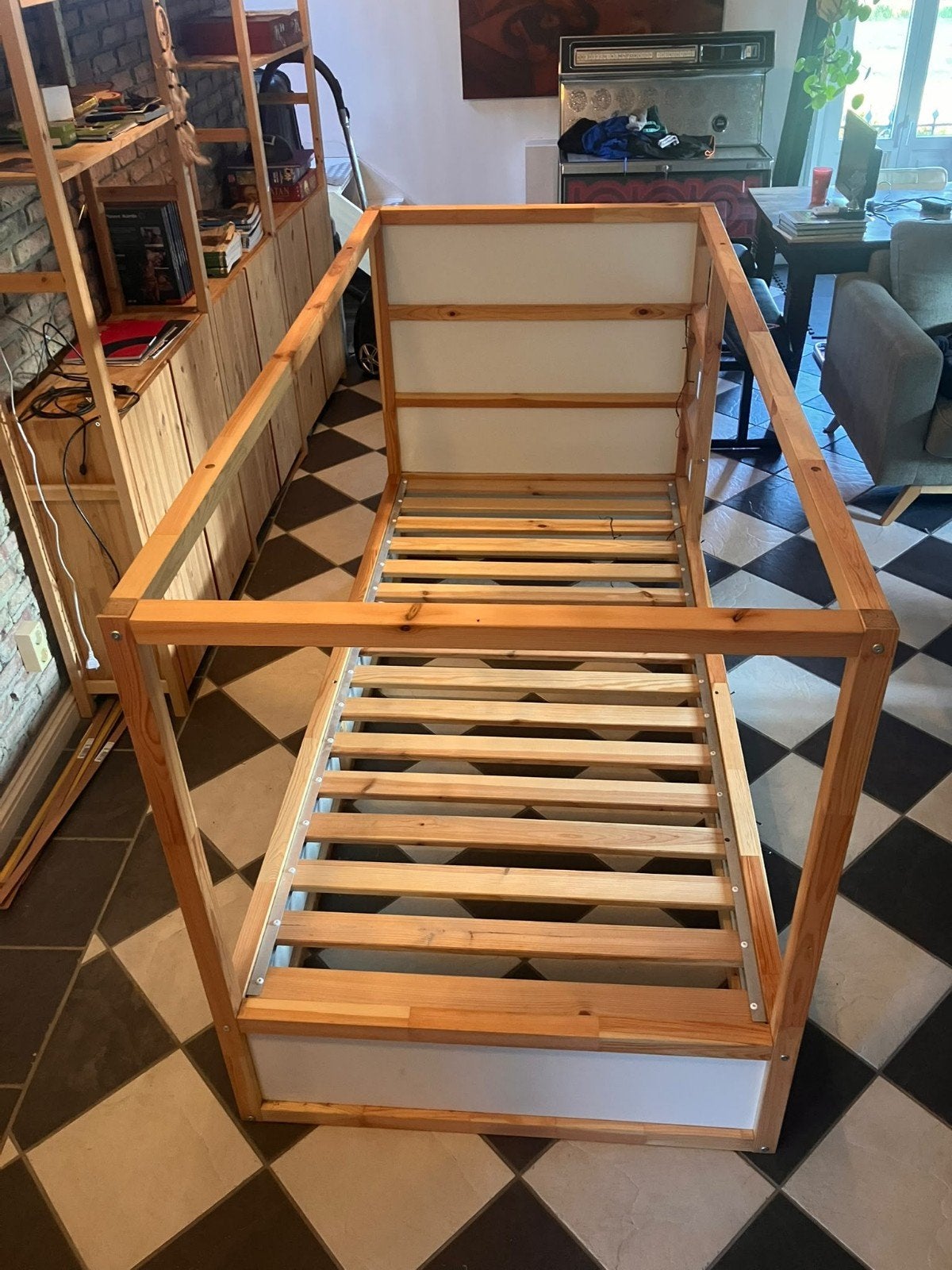 Houten ikea hoogslaper omkeerbaar bed  KURA 90x200, Ophalen, Gebruikt, Eenpersoons, Minder dan 160 cm