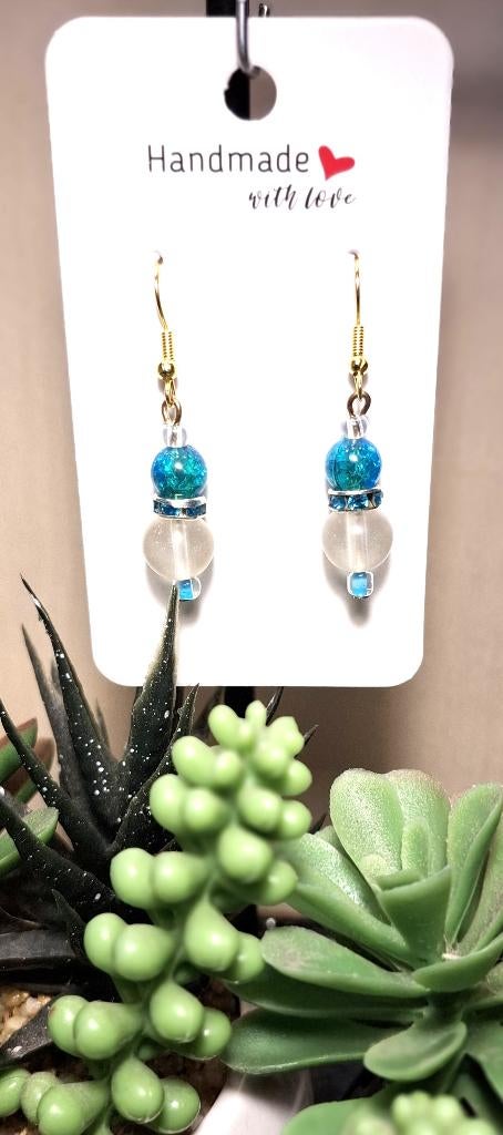 Blauwe glazen /acryl oorbellen., Sieraden, Tassen en Uiterlijk, Oorbellen, Blauw, Nieuw, Ophalen of Verzenden, Glas