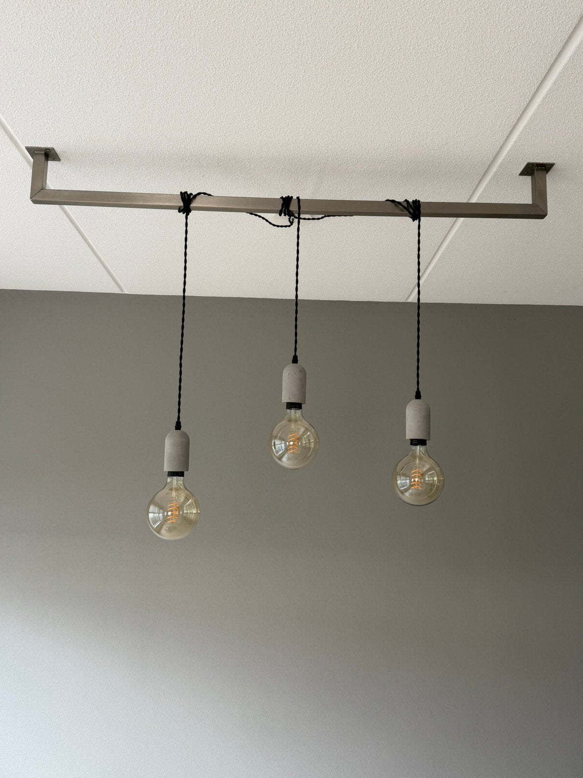 RVS hanglamp met 3 pendels, Ophalen, E27 (groot), Zo goed als nieuw, Metaal