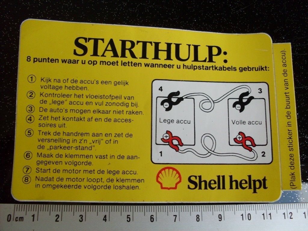 sticker shell helpt logo starthulp startkabels accu, Verzenden, Zo goed als nieuw, Bedrijf of Vereniging