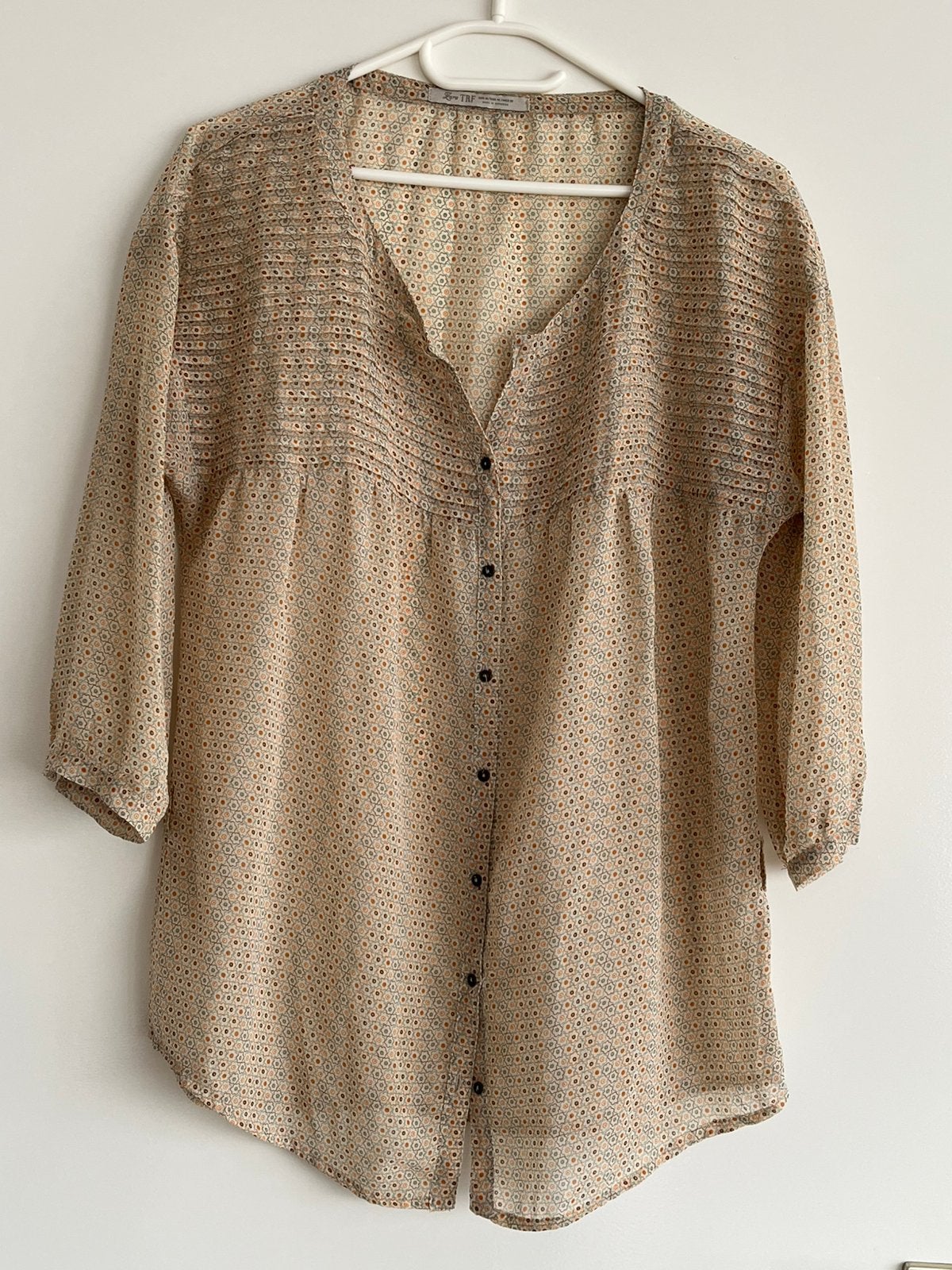 Zara Blouse – Geometrisch Patroon – Maat M/38, Kleding | Dames, Ophalen of Verzenden, Zo goed als nieuw, Maat 38/40 (M), Meerkleurig