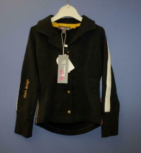 Nini Vi donker grijze blazer + goud & gele details 104 33796