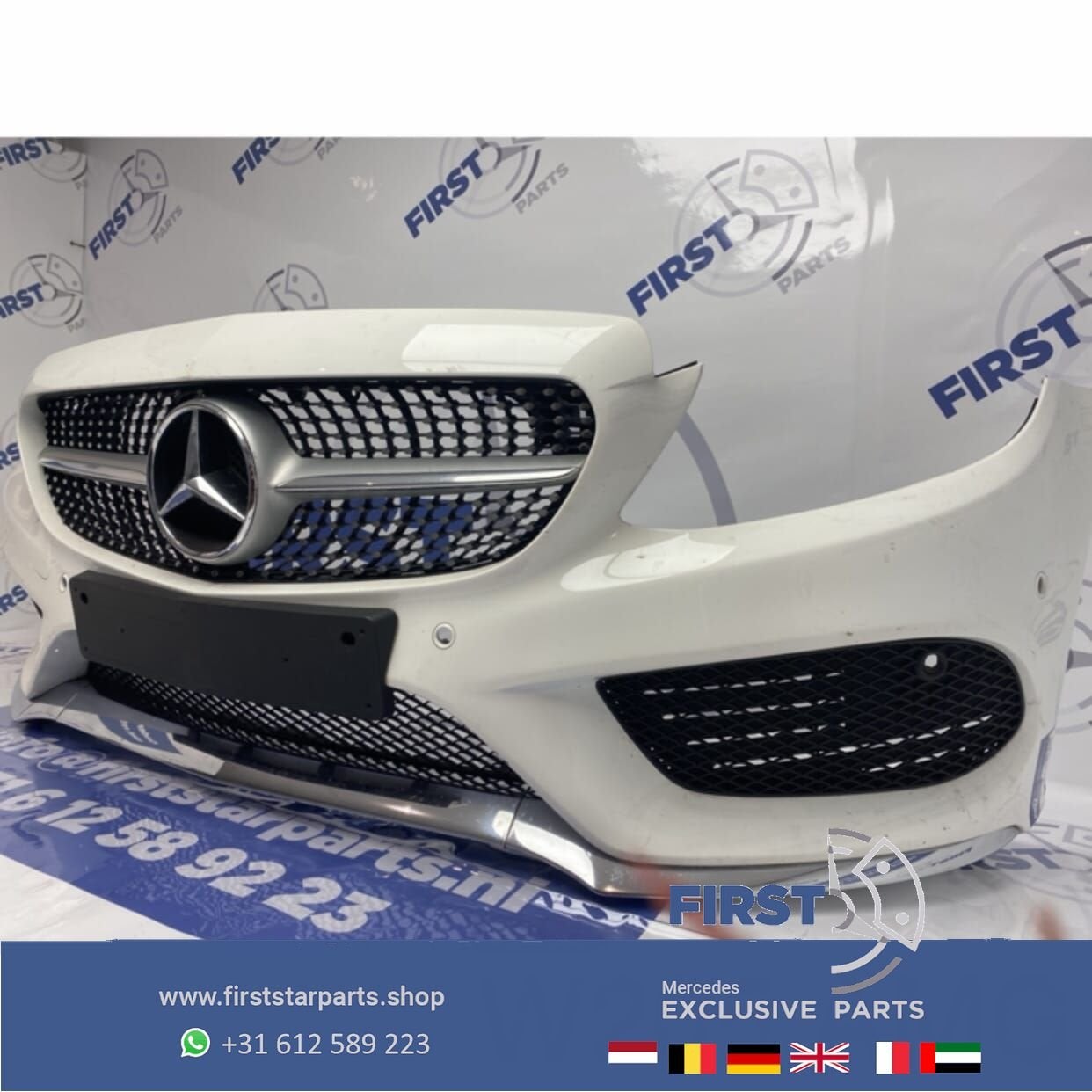 W205 C205 S205 AMG VOORBUMPER COMPLEET WIT C Klasse 2014-201, Gebruikt, -, Voor, Ophalen of Verzenden