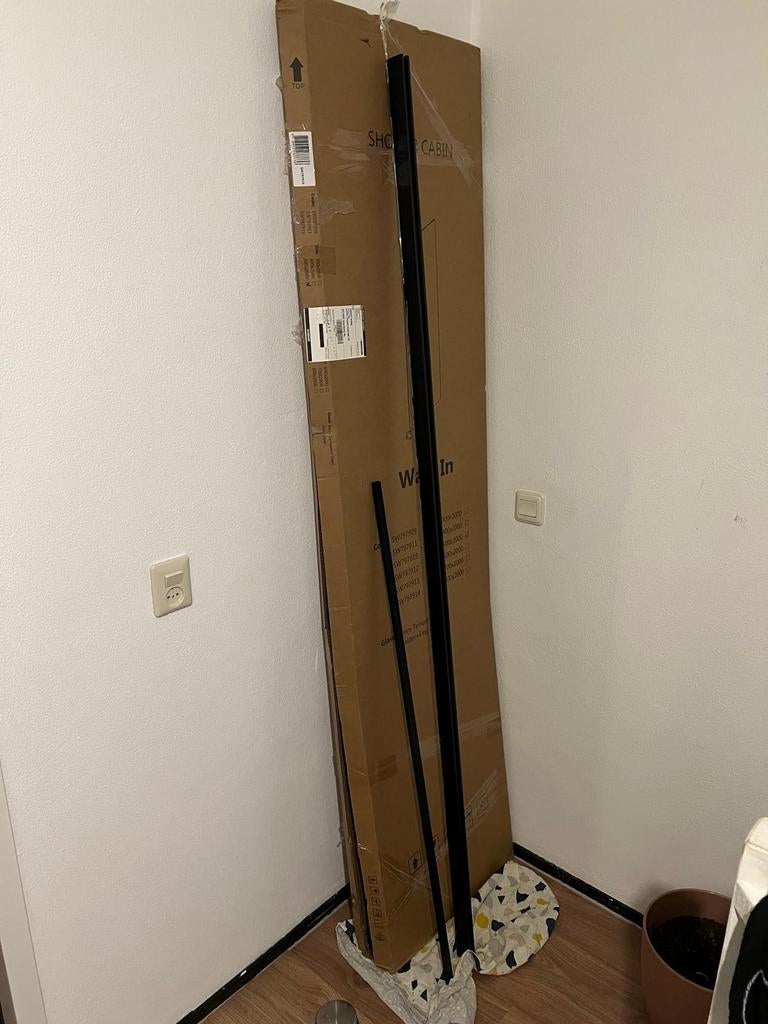 Douchescherm 50x200cm mat zwart, Ophalen, Nieuw, Glas, Douche