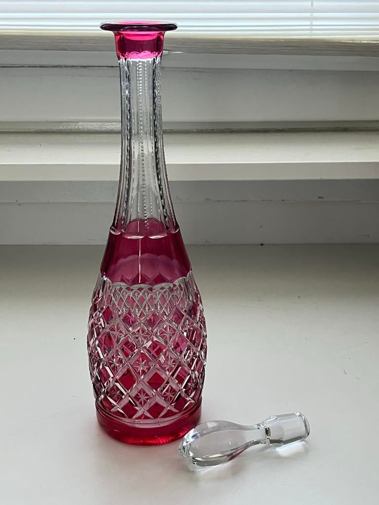 Val Sint Lambert karaf cranberry glas rode kristal, Antiek en Kunst, Ophalen of Verzenden