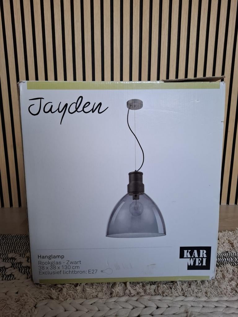 Hanglamp Jayden Karwei Rookglas Zwart, Nieuw, Ophalen of Verzenden, Glas, 75 cm of meer