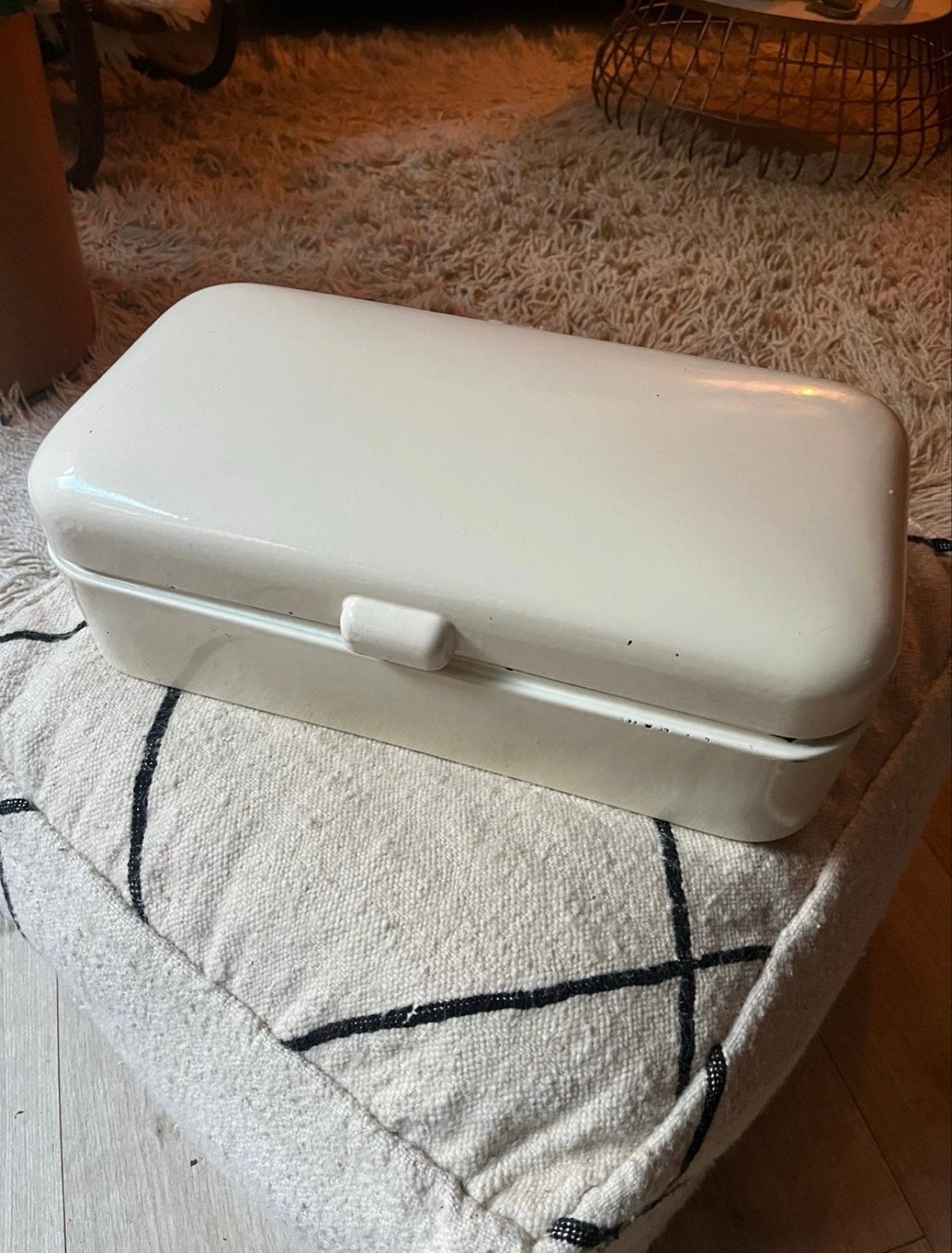Vintage Emaille Broodbak - Crème Wit, Antiek en Kunst, Ophalen