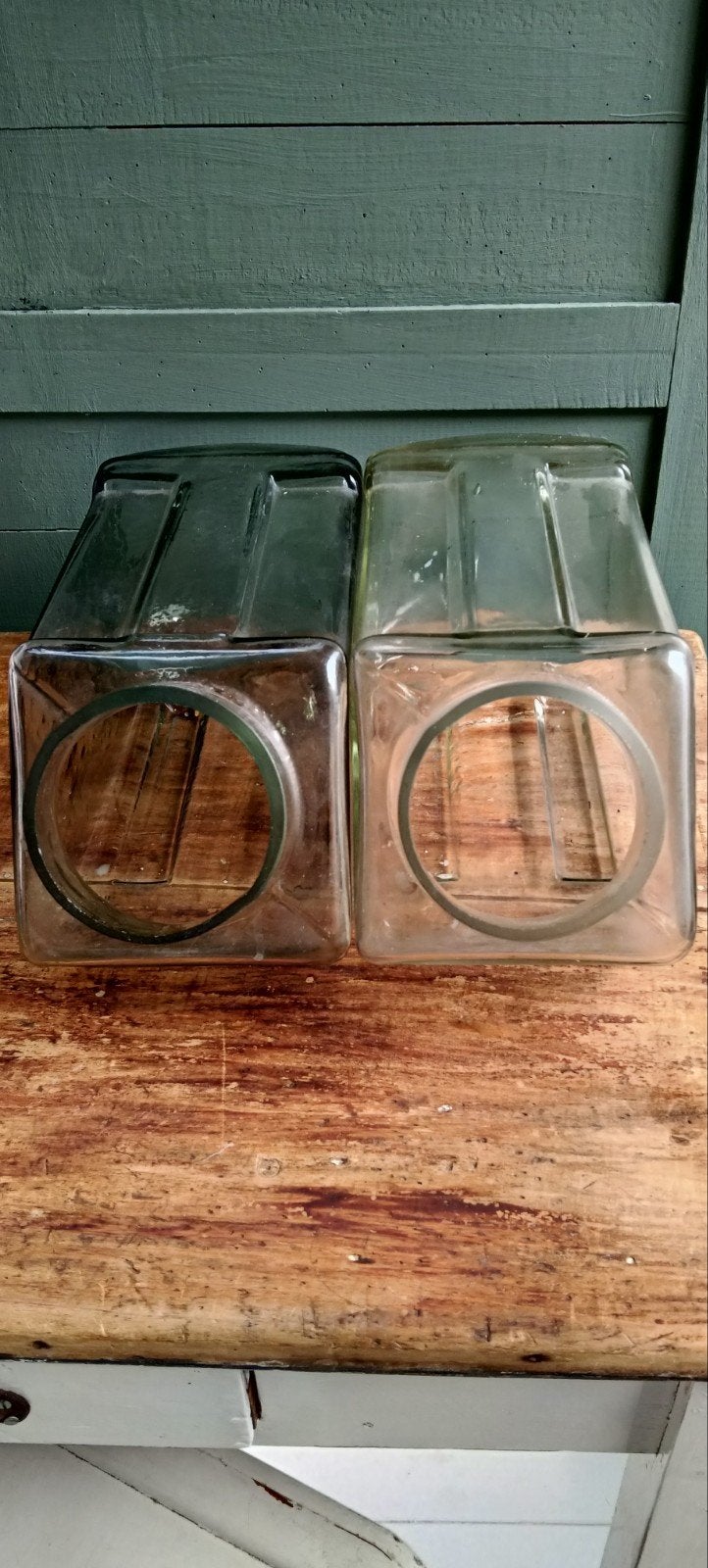 Set van 2 Vintage liggen de Glazen Snoep- of Koekpotten, Ophalen of Verzenden