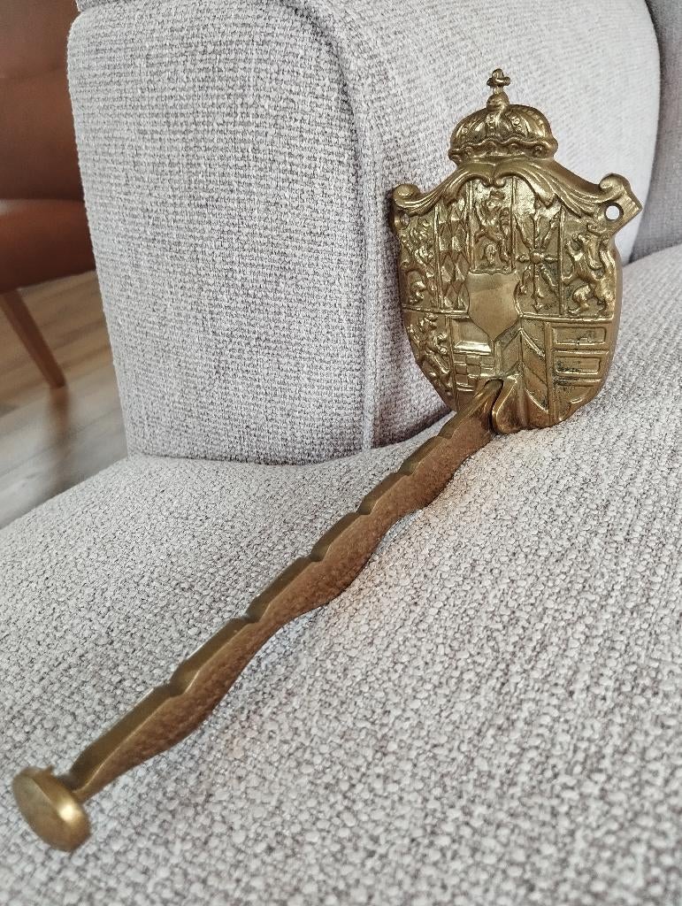 Antieke kapstokhaak kledinghaak van messing, Antiek en Kunst, Ophalen of Verzenden, Brons