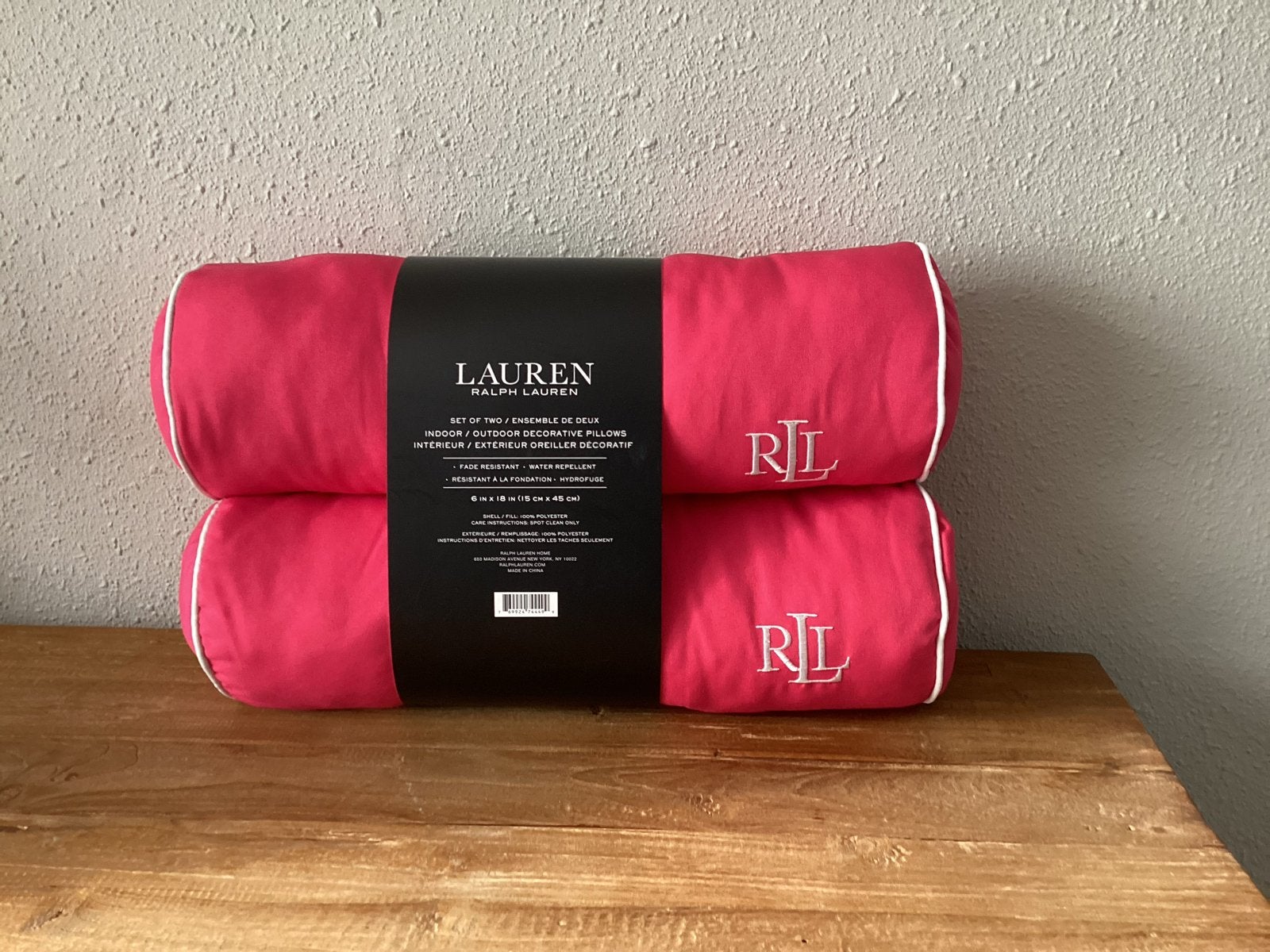Set van 2 Ralph Lauren roze rolkussens - Nieuw, Overige merken, Verzenden, Nieuw, Rolkussen