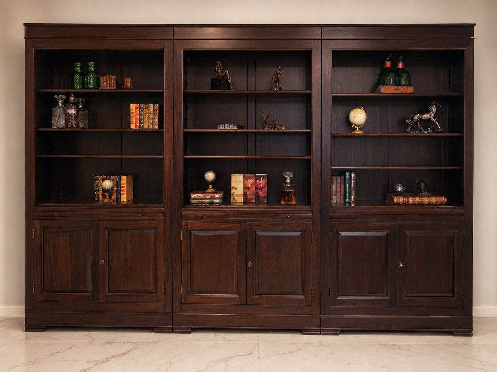 Jan Frantzen Mahonie Boekenkast XL 3-Delig, Huis en Inrichting, Gebruikt, Bollenmarkt 14C, Met deur(en), 200 cm of meer