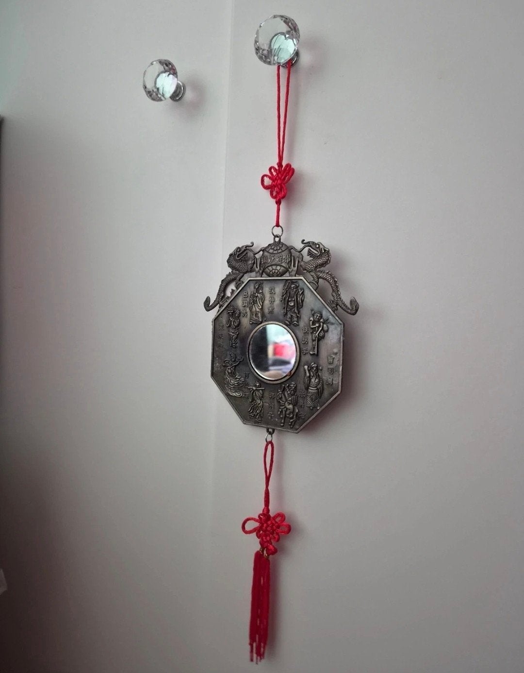 Chinese Bagua spiegel hanger - Feng Shui decoratie, Gebruikt, Verzenden, Oosters, Metaal