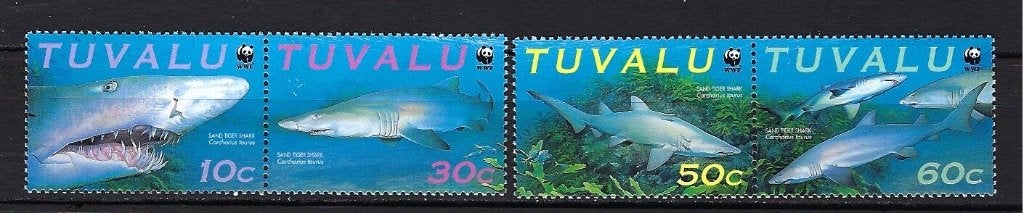 WWF Tuvalu Mi. 862/865 Postfris (haaien), Ophalen of Verzenden, Postfris, Dier of Natuur
