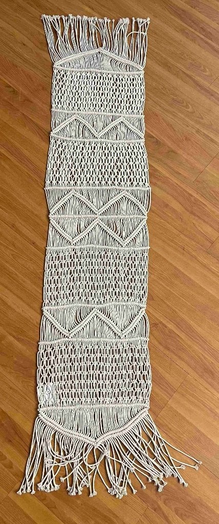 Vintage macramé tafelloper 180/37 cm, Gebruikt, Etten-Leur, DJT@dejuistetoon.eu, Ophalen of Verzenden