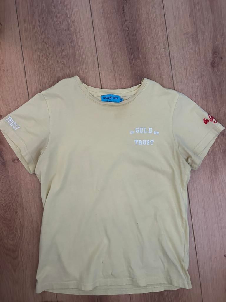 T-shirt In Gold We Trust maat 164, Jongen of Meisje, Ophalen of Verzenden, Zo goed als nieuw, In Gold We Trust