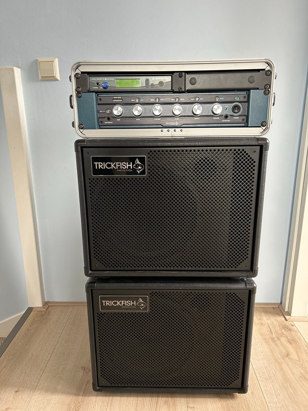 Trickfish Bullhead 1K met 2x Trickfish 112 cab, Ophalen, Zo goed als nieuw, Basgitaar, 100 watt of meer