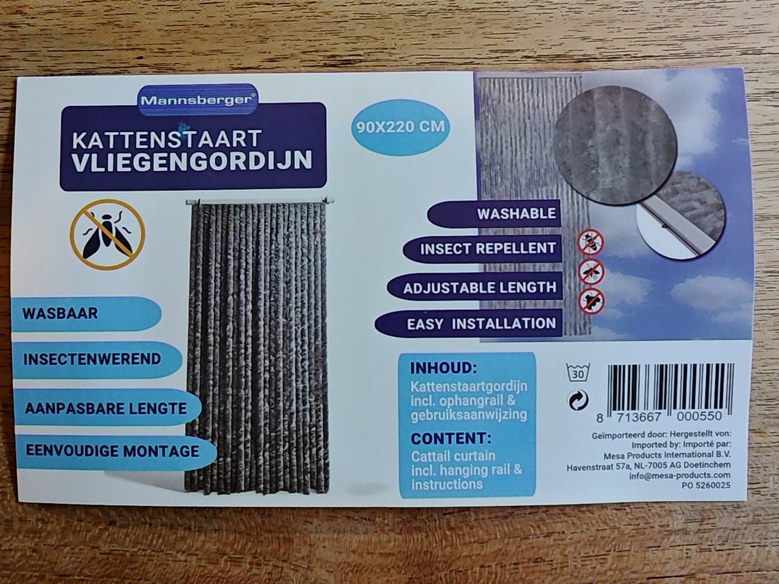 Mannsberger Kattenstaart Vliegengordijn 90x220 cm, Ophalen of Verzenden, Nieuw, 200 tot 215 cm
