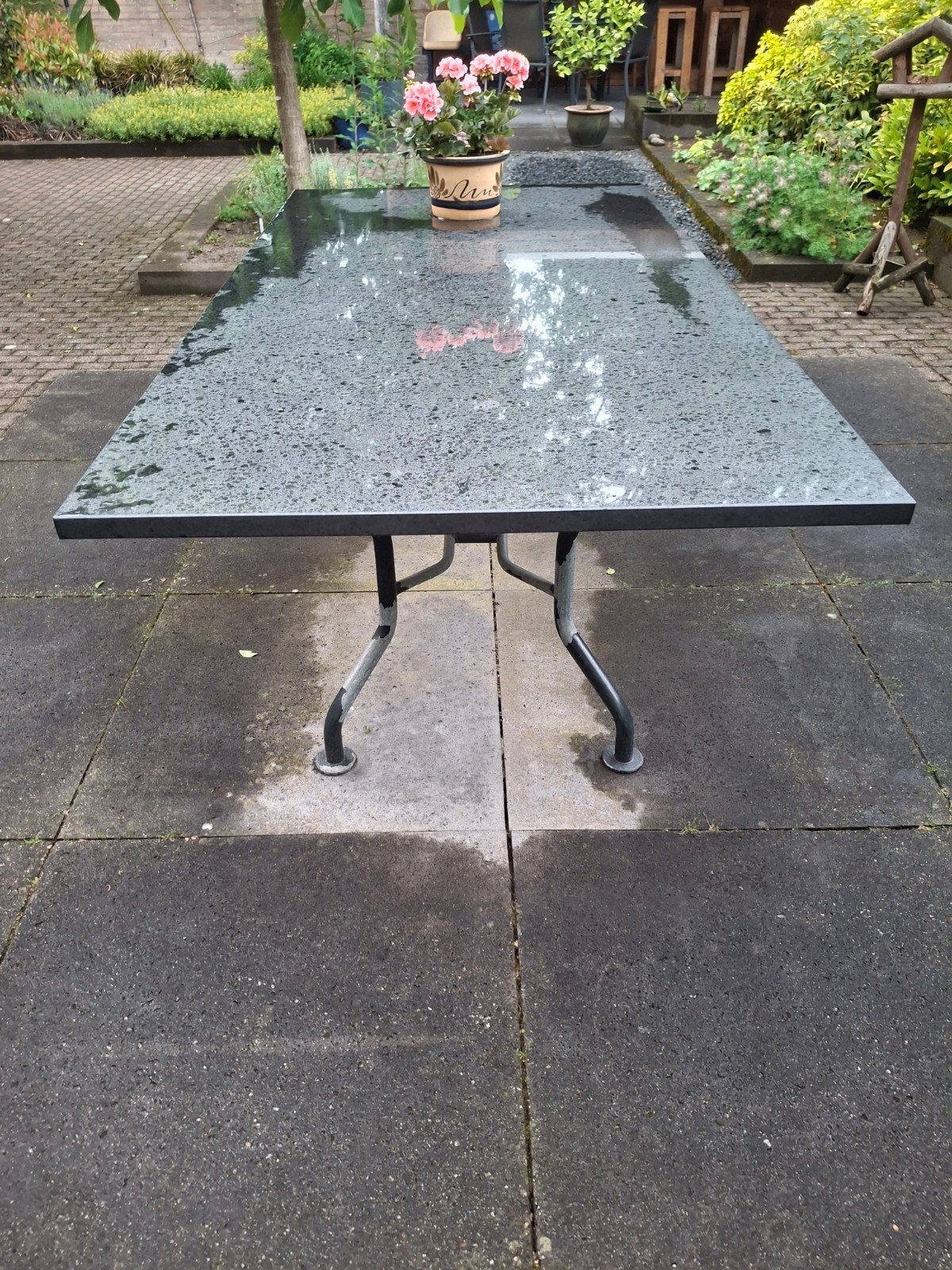 Tuintafel natuursteen 200 x 100 cm, Ophalen, Gebruikt, Rechthoekig, Overige materialen