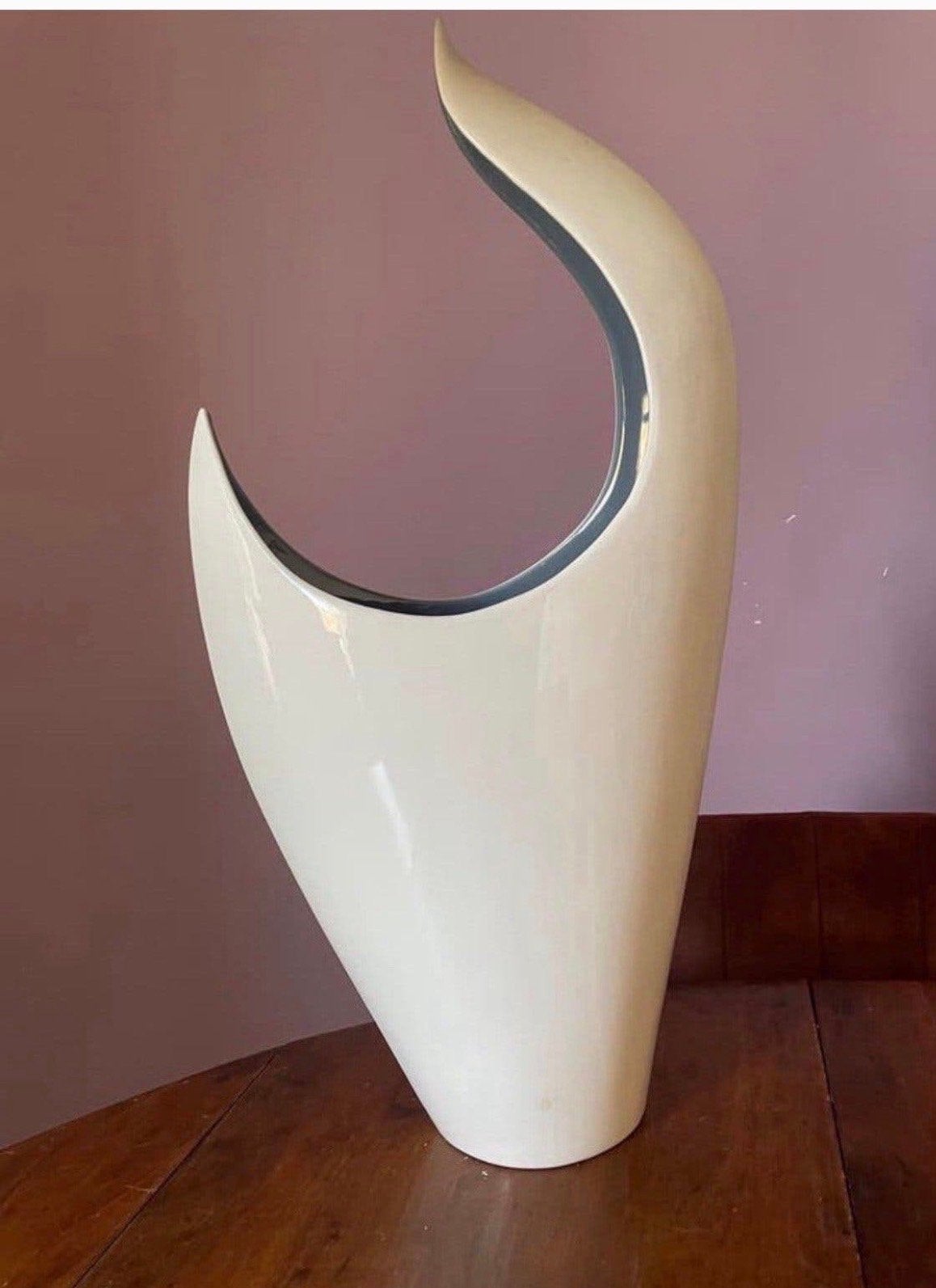 Moderne Witte Keramische Vaas - 61cm Hoog, Ophalen