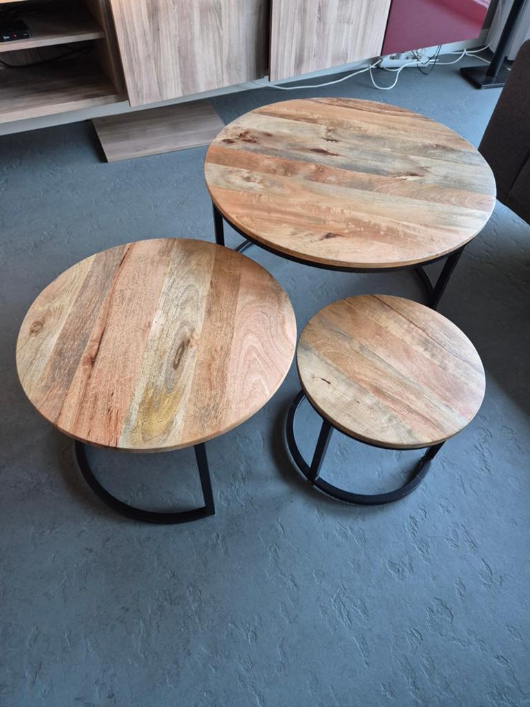 Salontafels Mango 3 stuks, Ophalen, 50 tot 100 cm, Rond, 50 tot 100 cm