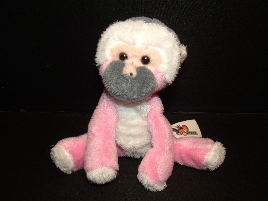 APENHEUL AAP KLEIN PLUCHE ROZE/WIT MET DONKERGRIJS, Kinderen en Baby's, Speelgoed | Knuffels en Pluche, Verzenden, Nieuw, Overige typen