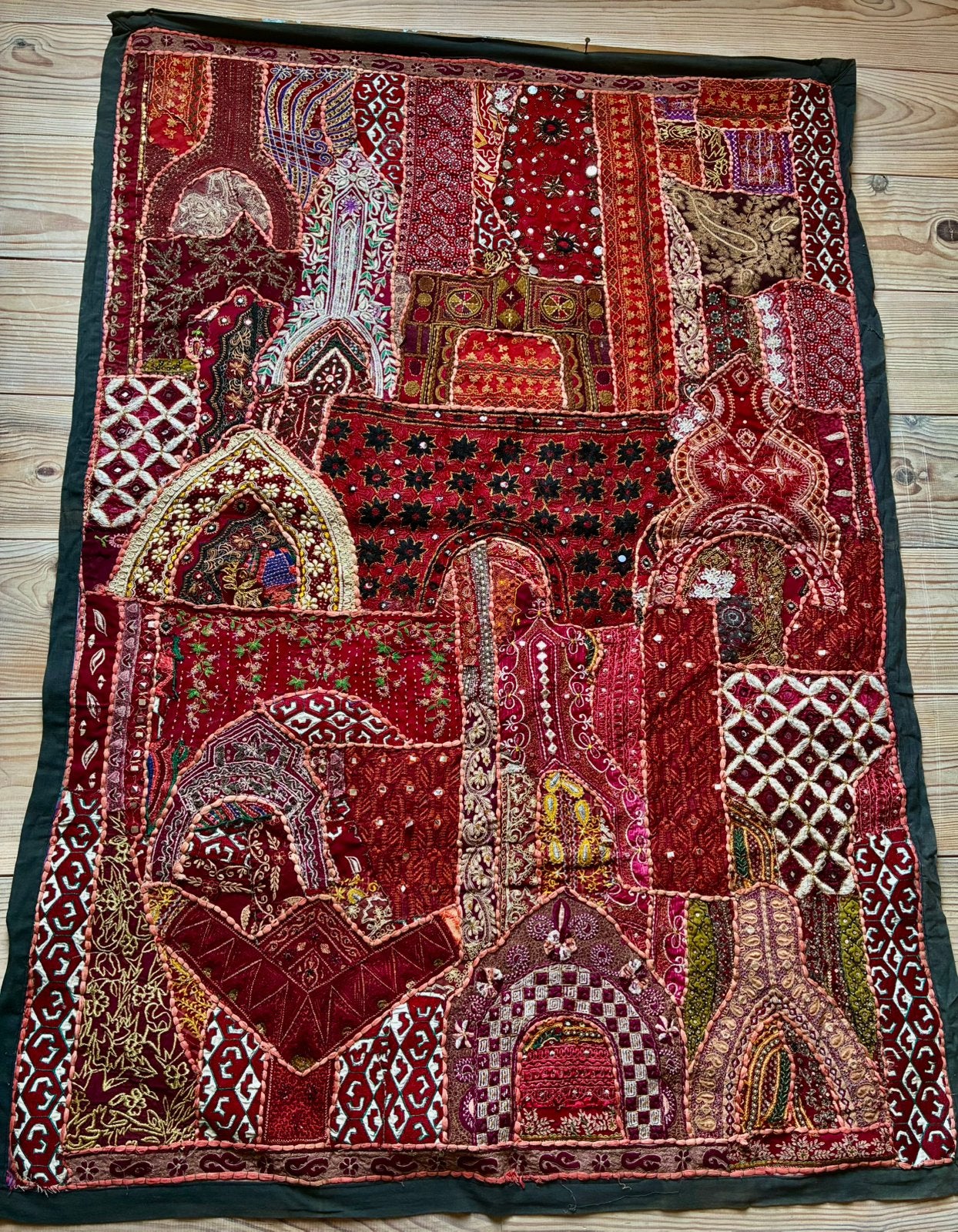 Vintage Indiase Wandkleed / Tapijt - Handgemaakt, Ophalen of Verzenden