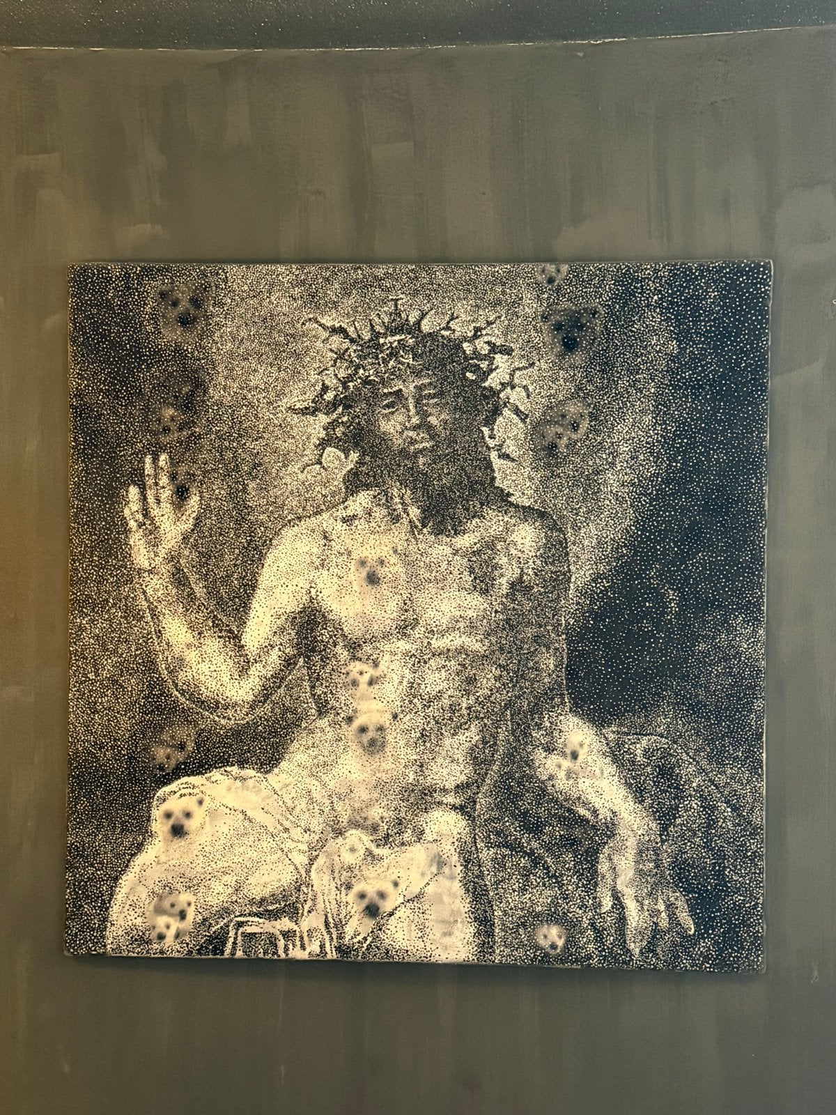 Groot Schilderij Jezus - 125x125 cm, Antiek en Kunst, Kunst | Schilderijen | Klassiek, Ophalen, Doek, Realistisch, Overige technieken