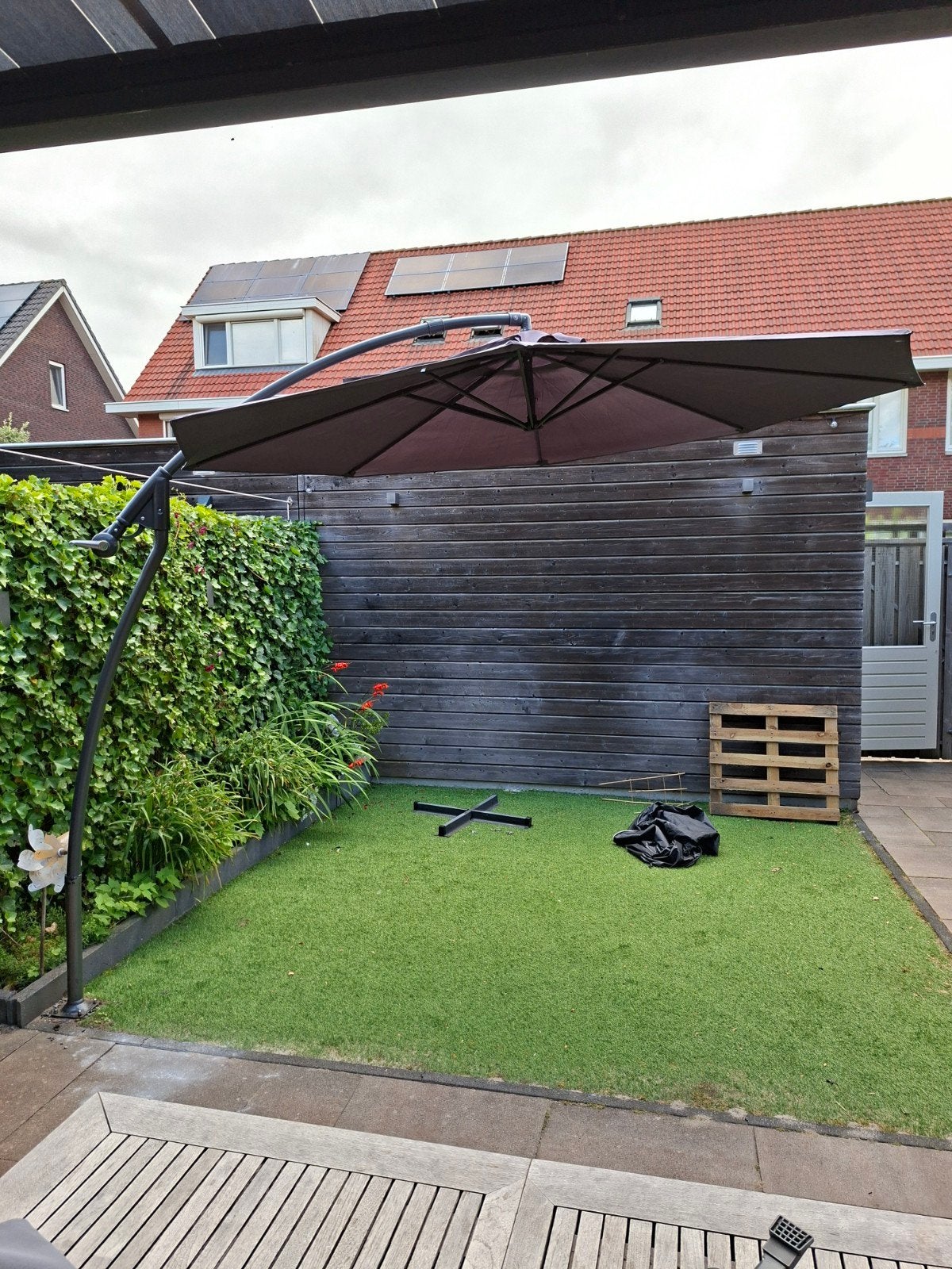 Zweefparasol 3m- antraciet grijs, Tuin en Terras, Parasols, Ophalen, Verstelbaar, Gebruikt, 2 tot 3 meter