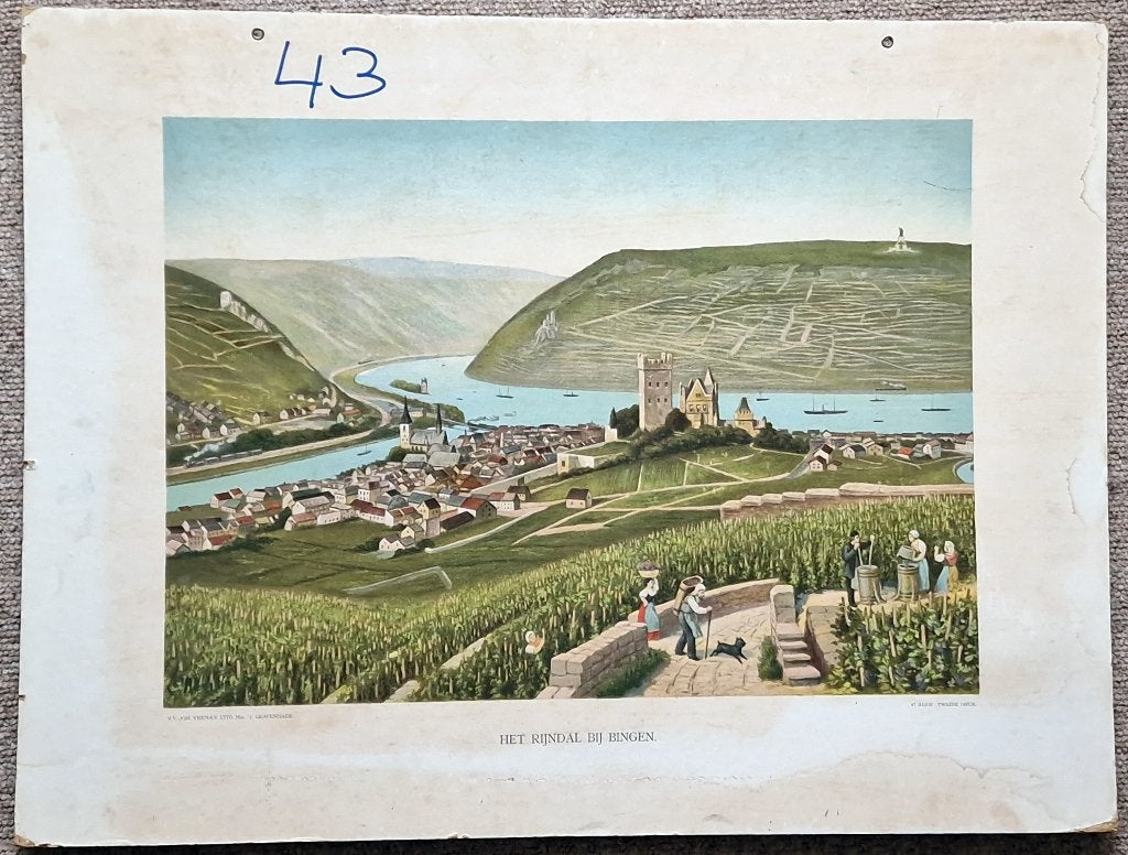 Het Rijndal bij Bingen, Antiek en Kunst, Antiek | Schoolplaten, Ophalen, Geschiedenis