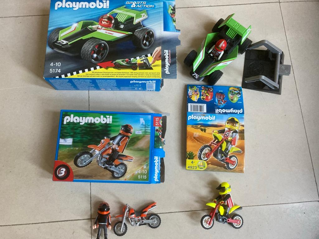 Playmobil set race auto en 2 motoren 5174, 5115, 4923!, Ophalen of Verzenden, Gebruikt