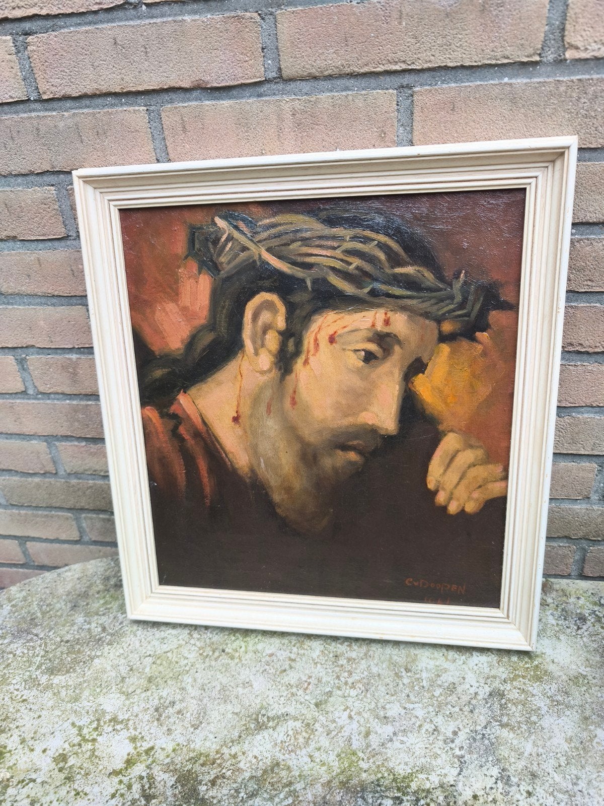 Fraai religieus olieverfschilderij van Christus op doek, Antiek en Kunst, Ophalen of Verzenden
